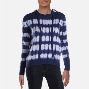 Aqua Blue and White Tie-Dye Hoodie Size M